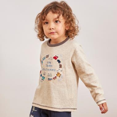 電車刺シュウ 接結長袖Tシャツ