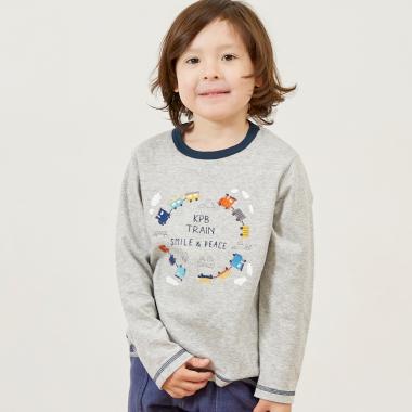 電車刺シュウ 接結長袖Tシャツ