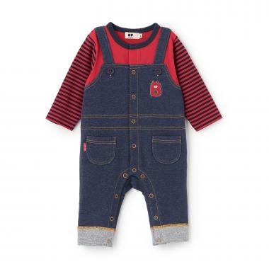 レイヤード風ストレッチ裏毛 カバーオール