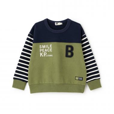 袖ボーダー配色 トレーナー