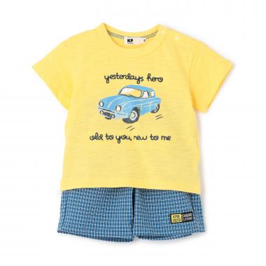 車T×チェックハーフパンツ セット