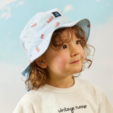 電車総柄プリント 日除け付きハット