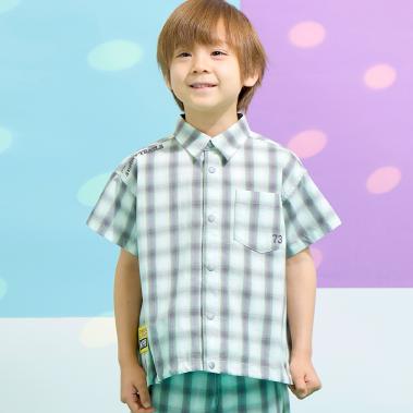 オンブレチェック 半袖シャツ