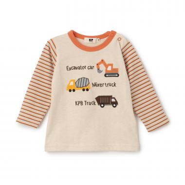 働く車アップリケ 長袖Ｔシャツ