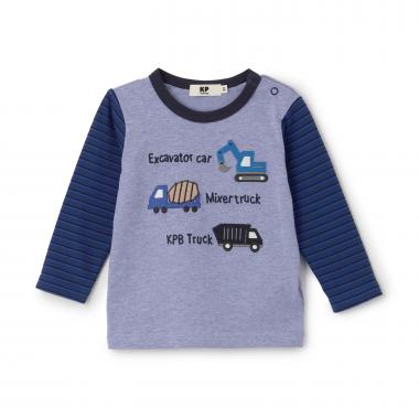 働く車アップリケ 長袖Ｔシャツ