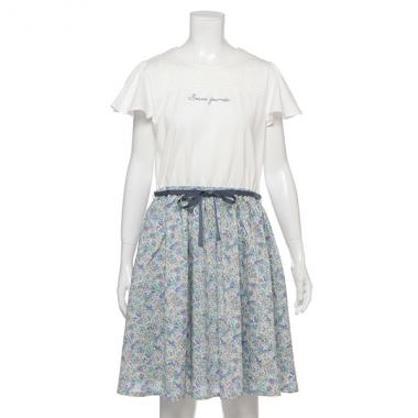 リバティプリントシャーリングワンピース