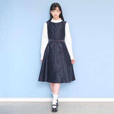 *リボンベルトつきレースドレス