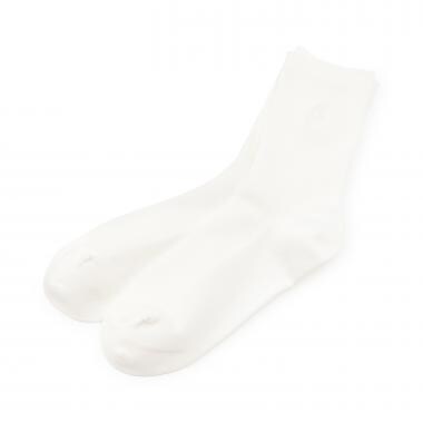 【卒服】細リブ刺しゅうクルーソックス