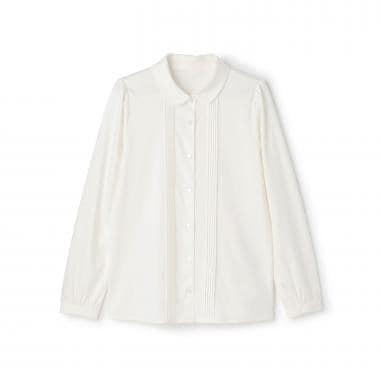 【予約商品】【卒服】【シルケット加工】丸襟カットソーブラウス