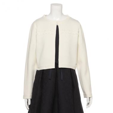 ノーカラーニットジャケット