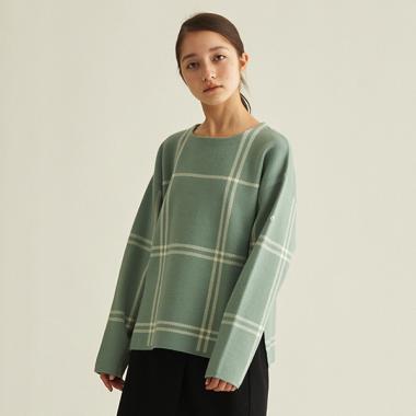 【AMI】チェック柄ニット