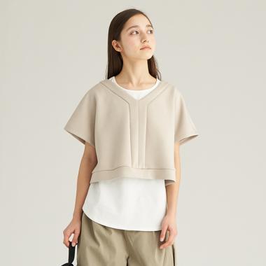 【AMI】ショート丈半袖トップス×タンクトップセット