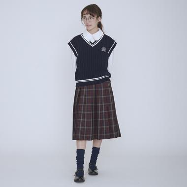 【AMI】ミドル丈チェックプリーツスカート