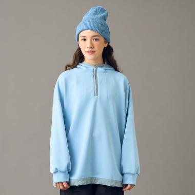 【AMI】ハーフジップパイピングデザインダンボールパーカ