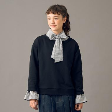 【AMI】ボートネックプルオーバー　ボウタイブラウスセット