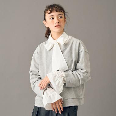 【AMI】ボートネックプルオーバー　ボウタイブラウスセット