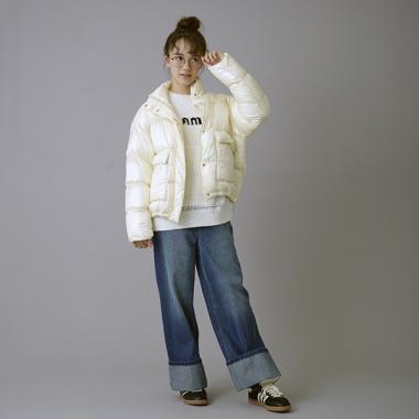 【AMI】ロールアップワイドデニムパンツ