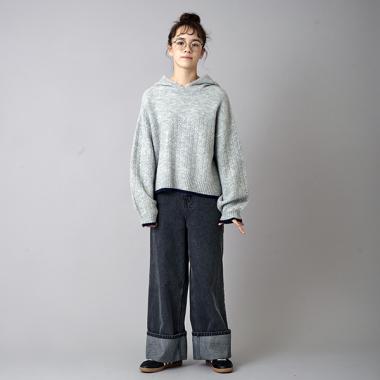 【AMI】ロールアップワイドデニムパンツ