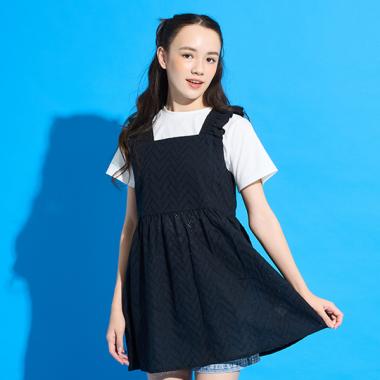 【Cuugal掲載】【AMI】カットワーク刺しゅうレースチュニック×インナーTシャツセット