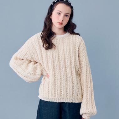 【AMI】透かし編みニットプルオーバー×Tシャツセット