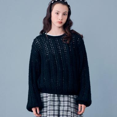 【AMI】透かし編みニットプルオーバー×Tシャツセット