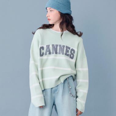 【AMI】ボーダーフェルトロゴニット