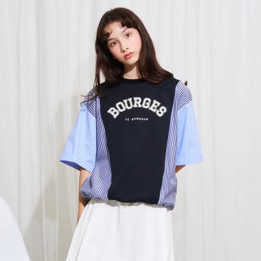 【AMI】異素材切替ロゴTシャツ