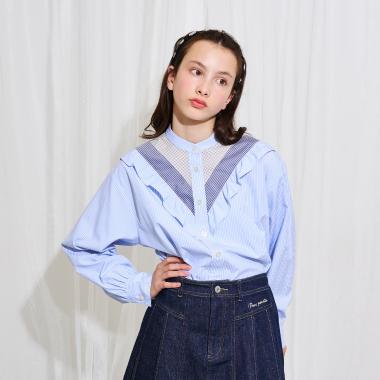 【AMI】クレイジースタンドカラーブラウス