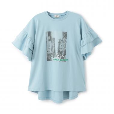 【AMI】ラッフルスリーブ転写チュニック