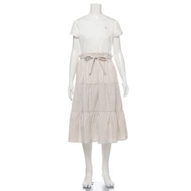 ストライプティアードドッキングワンピース