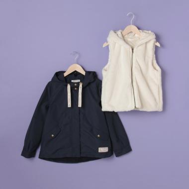 フェイクファーベストつき3WAYブルゾン