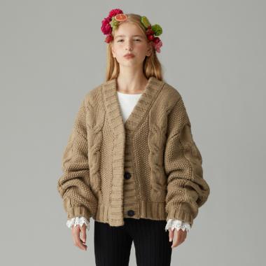 【AMI】 裏地付きボリュームニットカーデ