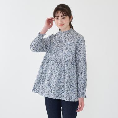 リバティプリントフレアチュニックブラウス