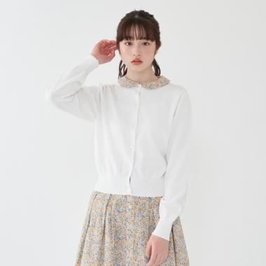 花柄衿つきカーディガン