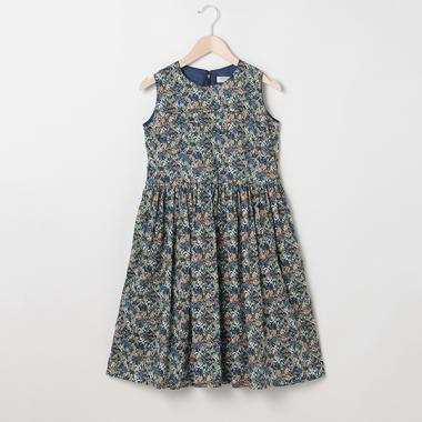 リバティプリントノースリーブワンピース
