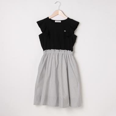 フリル袖ドッキングワンピース