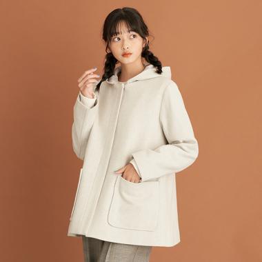 裏キルティング2WAYハーフウールコート