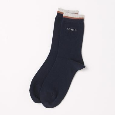 ライン入りクルーソックス【日本製】