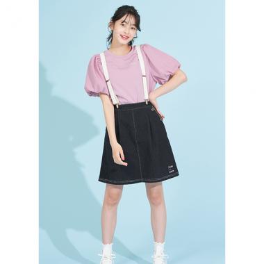 サスペンダーつき台形スカートパンツ