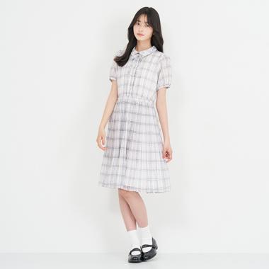 衿つきプリーツワンピース