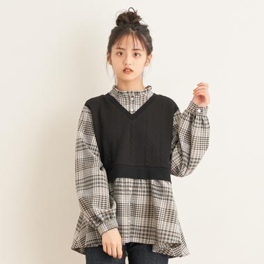 ベストレイヤード風チュニックブラウス