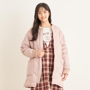 【撥水】【家庭洗濯可】リブキルティングコート