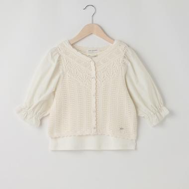 クロシェ編みトップス+タンクトップセット