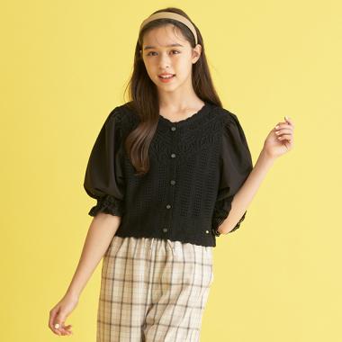 クロシェ編みトップス+タンクトップセット