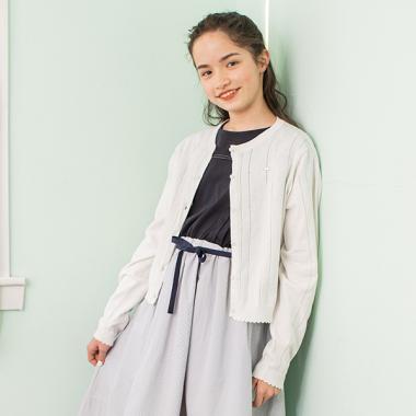 コットン透かし編みニットカーディガン