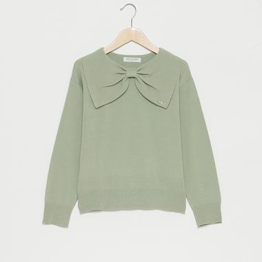 リボン衿ニット