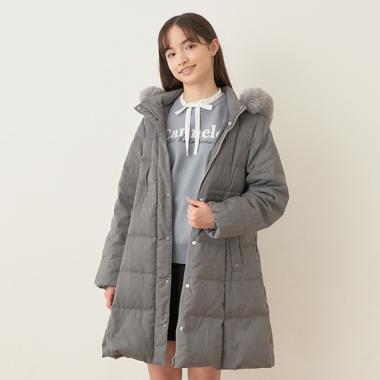 【撥水】【家庭洗濯可】Aラインロングダウンコート