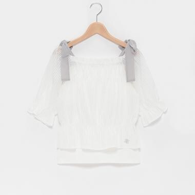 【ひんやり】オフショルリボンブラウス