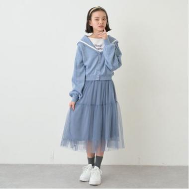 セーラーカーディガンチュールワンピースセット
