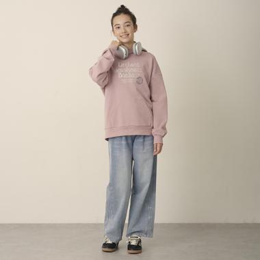 ベルトつきウォッシュドワイドデニム